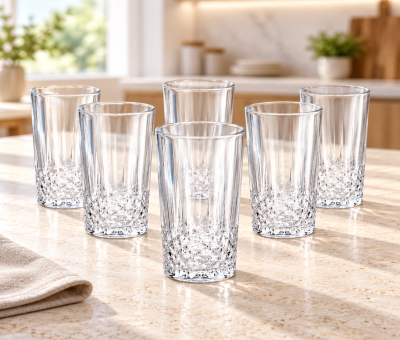 Kiam K-101 Premium Glass Tumbler Set – 330ml, 6 Pieces