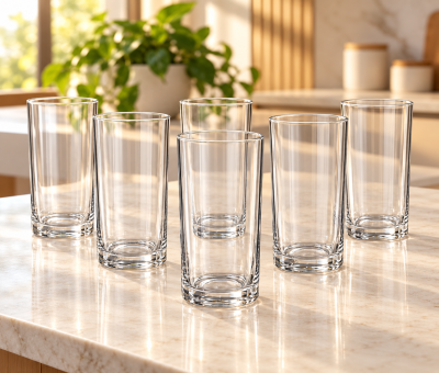 Kiam K-104 Premium Tall Glass Tumbler Set – 6 Pieces