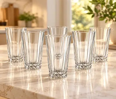Kiam K-105 Premium Crystal-Cut Glass Tumbler Set – 6 Pieces