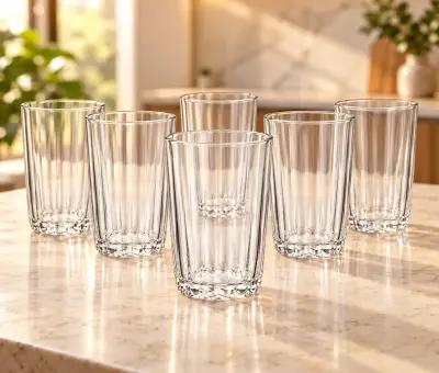 Kiam K-106 Premium Fluted Glass Tumbler Set – 6 Pieces