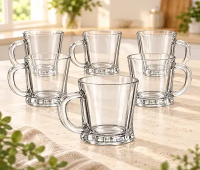 Kiam K-202 Premium Glass Tea Cup Set – 6 Pieces