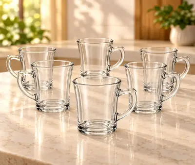 Kiam K-203 Premium Glass Tea Cup Set – 6 Pieces