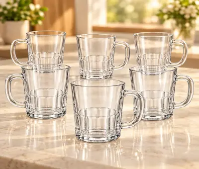 Kiam K-204 Premium Glass Tea Cup Set – 6 Pieces