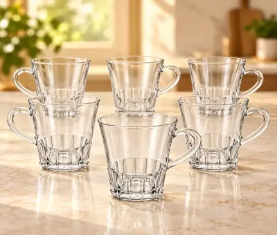 Kiam K-205 Premium Glass Tea Cup Set – 6 Pieces