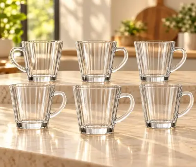 Kiam K-207 Premium Glass Tea Cup Set – 6 Pieces