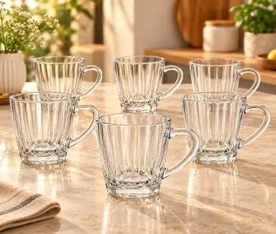 Kiam K-301 Premium Glass Coffee Mug Set – 6 Pieces
