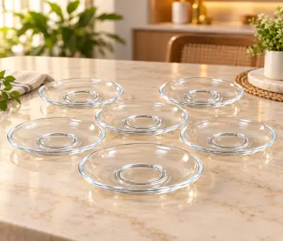 Kiam K-401 Premium Glass Saucer Set – 6 Pieces